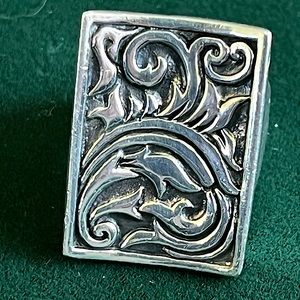 925 STERLING SILVER LARGE CONCAVE  SWIRL OXIDIZED  WIDE RING